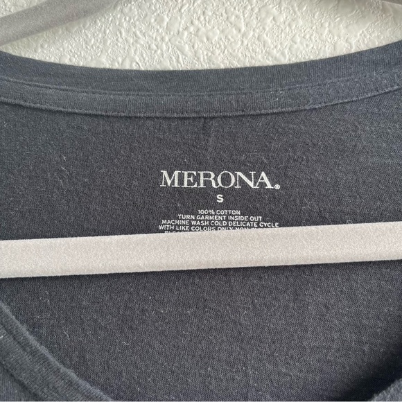 Merona black short sleeve beaded embellished neckline scoop neck tee - Picture 2 of 4